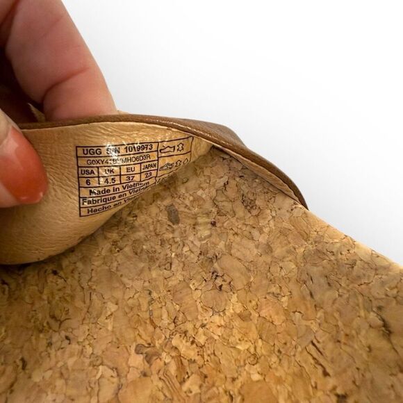 Ugg Zoe Leather Ankle-strap Tassels Wedge Sandal US Chestnut/Back Zip 6 - Picture 7 of 7